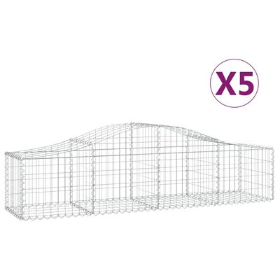 vidaXL Συρματοκιβώτια Τοξωτά 5 τεμ. 200x50x40/60 εκ. Γαλβαν. Ατσάλι