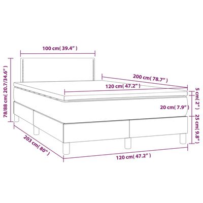 vidaXL Κρεβάτι Boxspring με Στρώμα Μπλε 120x200 εκ. Υφασμάτινο