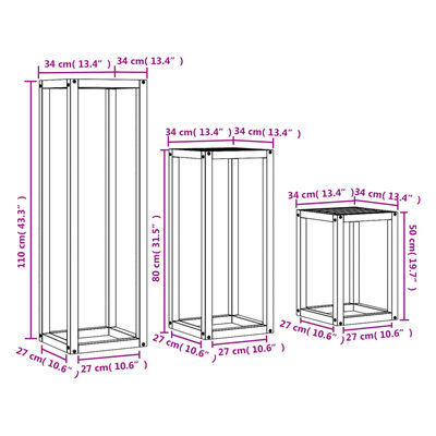 vidaXL Βάσεις Φυτών 3 τεμ. Καφέ Κεριού από Μασίφ Ξύλο Πεύκου