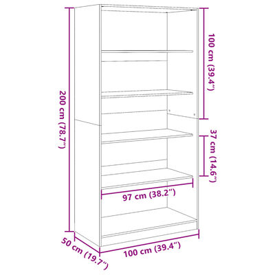 vidaXL Ντουλάπα Καπνιστή Δρυς 100x50x200 εκ. από Επεξεργασμένο Ξύλο