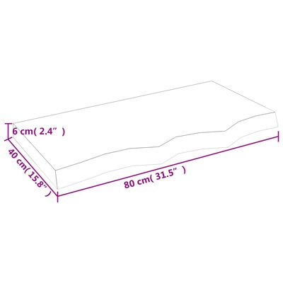 vidaXL Επιφάνεια Τραπεζιού 80x40x(2-6) εκ Ακατέργαστο Μασίφ Ξύλο Δρυός