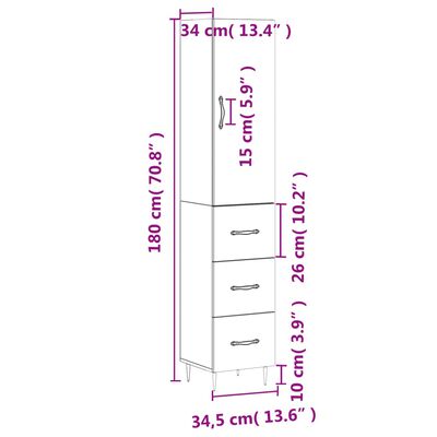 vidaXL Ντουλάπι Καπνιστή δρυς 34,5x34x180 εκ. από Επεξεργασμένο Ξύλο