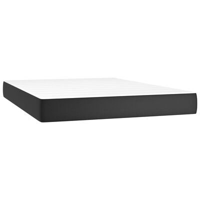 vidaXL Κρεβάτι Boxspring με Στρώμα & LED Μαύρο 140x190 εκ. Συνθ. Δέρμα