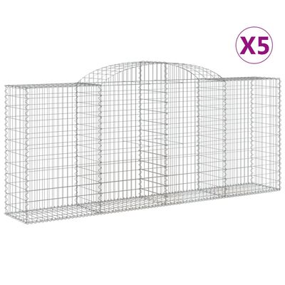 vidaXL Συρματοκιβώτια Τοξωτά 5 τεμ. 300x50x120/140 εκ. Γαλβαν. Ατσάλι