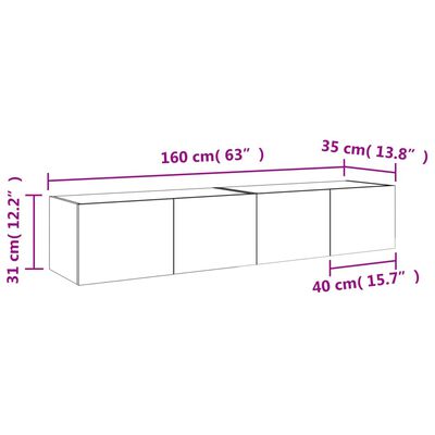 vidaXL Έπιπλα Τοίχου Τηλεόρασης LED 2 Τεμ. Καφέ Δρυς 80x35x31 εκ.