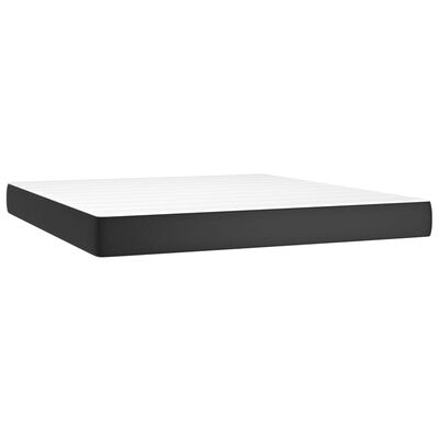 vidaXL Κρεβάτι Boxspring με Στρώμα & LED Μαύρο 160x200 εκ. Συνθ. Δέρμα