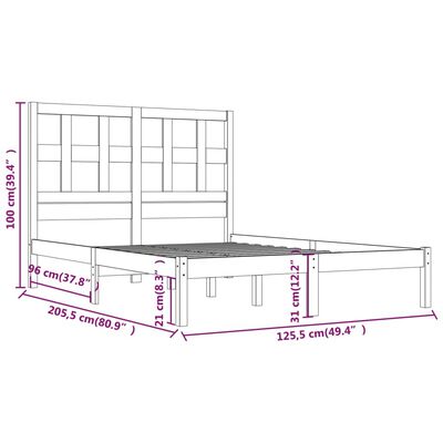 vidaXL Πλαίσιο Κρεβατιού Λευκό 120 x 200 εκ. από Μασίφ Ξύλο Πεύκου