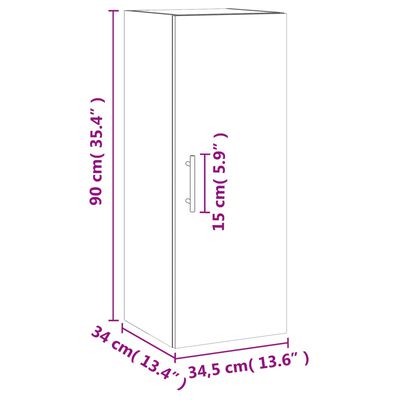 vidaXL Ντουλάπι Τοίχου Sonoma Δρυς 34,5 x 34 x 90 εκ.