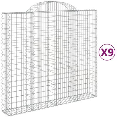 vidaXL Συρματοκιβώτια Τοξωτά 9 τεμ. 200x50x180/200 εκ. Γαλβαν. Ατσάλι