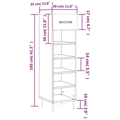 vidaXL Παπουτσοθήκη Λευκή 30 x 35 x 105 εκ. από Επεξεργασμένο Ξύλο