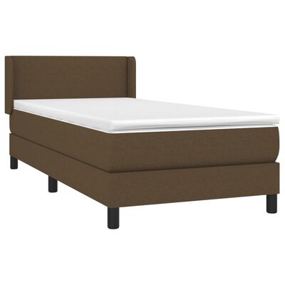 vidaXL Κρεβάτι Boxspring με Στρώμα Σκούρο Καφέ 100x200 εκ. Υφασμάτινο