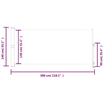 vidaXL Σκίαστρο Πλαϊνό Συρόμενο Βεράντας Μπλε 140 x 300 εκ.