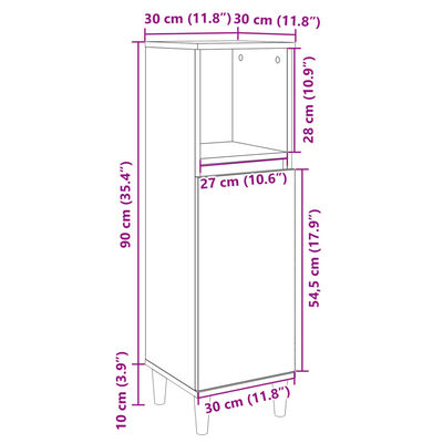 vidaXL Ντουλάπι Μπάνιου Sonoma Δρυς 30x30x100 εκ. Επεξεργασμένο Ξύλο