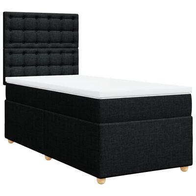 vidaXL Κρεβάτι Boxspring με Στρώμα Μαύρο 100 x 200 εκ. Υφασμάτινο