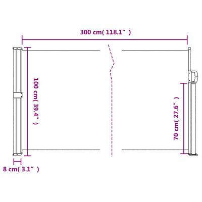 vidaXL Σκίαστρο Πλαϊνό Συρόμενο Τερακότα 100 x 300 εκ.