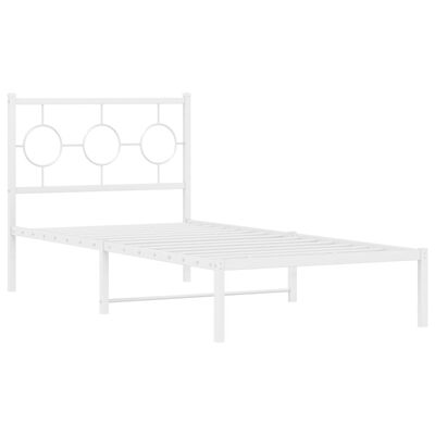 vidaXL Πλαίσιο Κρεβατιού με Κεφαλάρι Λευκό 90 x 200 εκ. Μεταλλικό