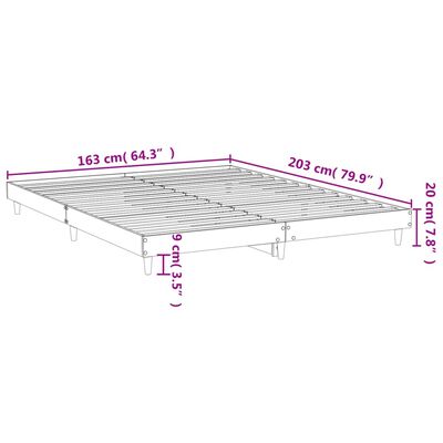 vidaXL Πλαίσιο Κρεβατιού Γκρι Sonoma 160x200 εκ. Επεξεργασμένο Ξύλο