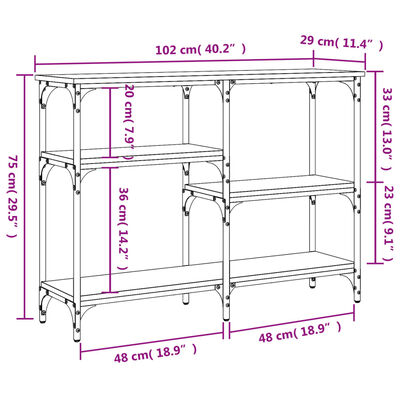 vidaXL Τραπέζι Κονσόλα Γκρι Sonoma 102x29x75 εκ. Επεξεργασμένο Ξύλο