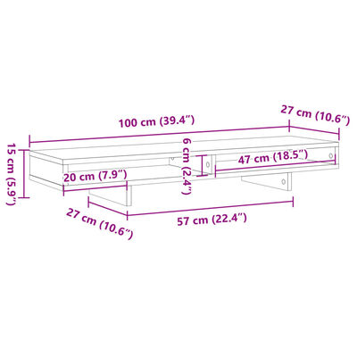 vidaXL Βάση Οθόνης Αρτισιανή Δρυς 100x27x15 εκ. από Επεξ. Ξύλο