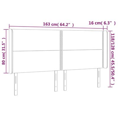 vidaXL Κεφαλάρι με Πτερύγια Σκούρο Καφέ 163x16x118/128 εκ. Υφασμάτινο