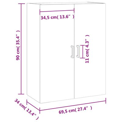 vidaXL Ντουλάπι Τοίχου Καφέ Δρυς 69,5 x 34 x 90 εκ.