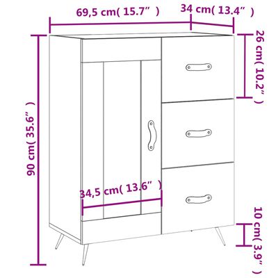 vidaXL Ντουλάπι Καπνιστή Δρυς 69,5 x 34 x 90 εκ. Επεξεργασμένο Ξύλο