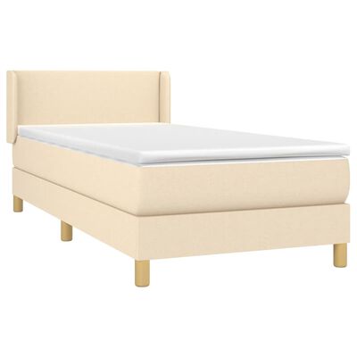 vidaXL Κρεβάτι Boxspring με Στρώμα Κρεμ 100 x 200 εκ. Υφασμάτινο