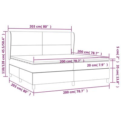 vidaXL Κρεβάτι Boxspring με Στρώμα Σκούρο Γκρι 200x200 εκ. Βελούδινο