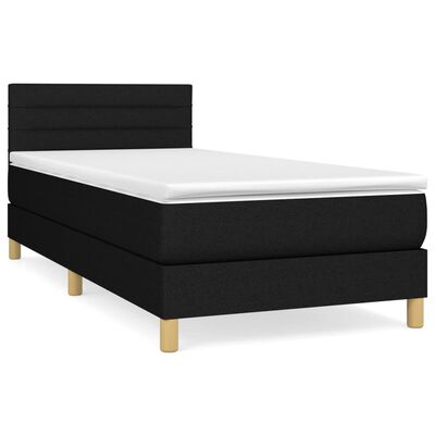 vidaXL Κρεβάτι Boxspring με Στρώμα Μαύρο 80 x 200 εκ. Υφασμάτινο