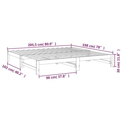 vidaXL Καναπές Κρεβάτι Συρόμενος Γκρι 2x(100x200)εκ. Μασίφ Ξύλο Πεύκου