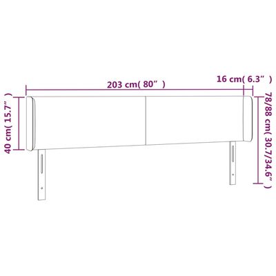 vidaXL Κεφαλάρι Κρεβατιού LED Λευκό 203x16x78/88 εκ. Συνθετ. Δέρμα