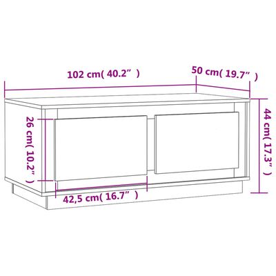 vidaXL Τραπεζάκι Σαλονιού Γυαλ. Λευκό 102x50x44 εκ. Επεξεργ. Ξύλο