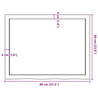 vidaXL Πάγκος Μπάνιου Σκούρο Καφέ 80x60x(2-4) εκ. Επεξεργ. Μασίφ Ξύλο