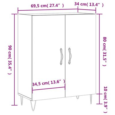 vidaXL Ντουλάπι Γκρι Σκυροδέματος 69,5x34x90 εκ. Επεξεργασμένο Ξύλο