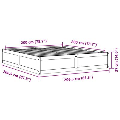 vidaXL Σκελετός Κρεβατιού Χωρίς Στρώμα 200x200 εκ Μασίφ Ξύλο Πεύκου