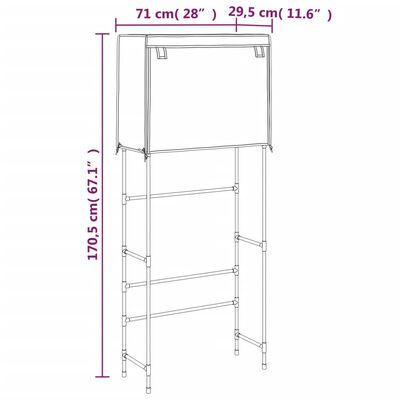 vidaXL Ραφιέρα 2 Επιπέδων για Πλυντήριο Κρεμ 71x29,5x170,5 εκ. Σίδερο