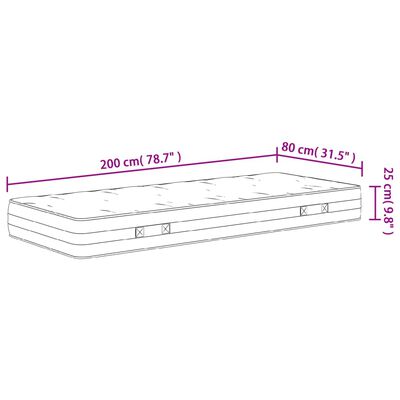 vidaXL Στρώμα με Pocket Springs Μεσαία Σκληρότητα 80x200 εκ.