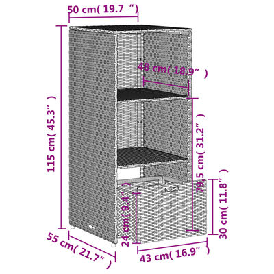 vidaXL Ντουλάπι Αποθήκευσης Κήπου Καφέ 50x55x115 εκ. Συνθετικό Ρατάν