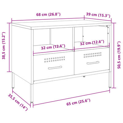 vidaXL Έπιπλο Τηλεόρασης Μουσταρδί 68x39x50,5 εκ. Ατσάλι Ψυχρής Έλασης