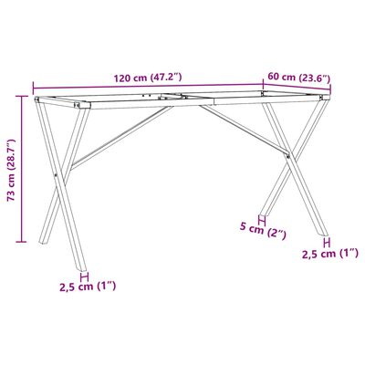 vidaXL Πόδια Τραπεζαρίας σε Σχήμα «X» 120x60x73 εκ. Χυτοσίδηρος