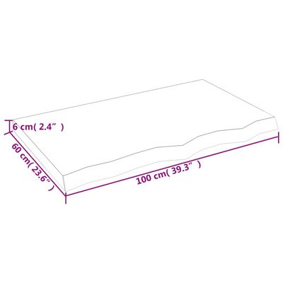 vidaXL Επιφάνεια Τραπεζιού 100x60x(2-6)εκ Ακατέργαστο Μασίφ Ξύλο Δρυός