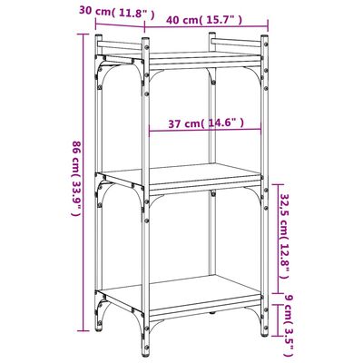 vidaXL Βιβλιοθήκη 3 Επιπέδων Sonoma Δρυς 40x30x86 εκ. Επεξεργ. Ξύλο