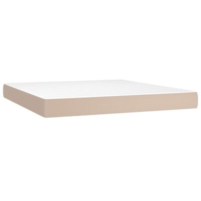 vidaXL Κρεβάτι Boxspring με Στρώμα Καπουτσίνο 160x200εκ.από Συνθ.Δέρμα