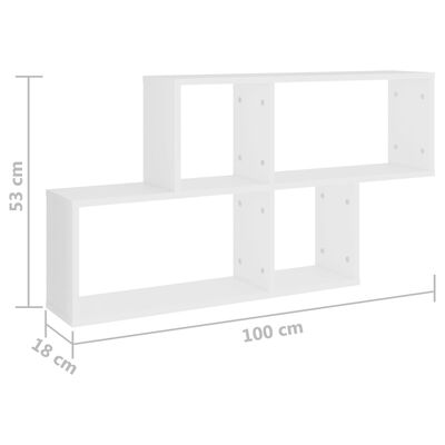 vidaXL Ράφι Τοίχου Λευκό 100 x 18 x 53 εκ. από Μοριοσανίδα