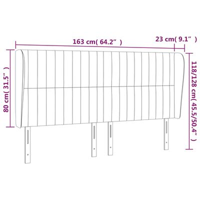 vidaXL Κεφαλάρι με Πτερύγια Ανοιχτό Γκρι 163x23x118/128 εκ. Υφασμάτινο