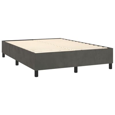 vidaXL Κρεβάτι Boxspring με Στρώμα & LED Σκ. Γκρι 140x200εκ. Βελούδινο