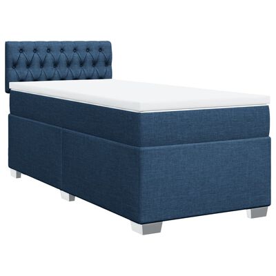 vidaXL Κρεβάτι Boxspring με Στρώμα Μπλε 90x190 εκ.Υφασμάτινο