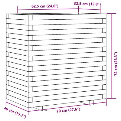 vidaXL Ζαρντινιέρα Λευκή 70x40x72εκ. από Μασίφ Ξύλο Πεύκου