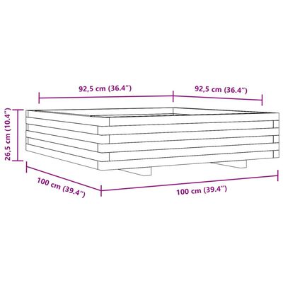 vidaXL Ζαρντινιέρα Καφέ Κεριού 100x100x26,5 εκ. από Μασίφ Ξύλο Πεύκου