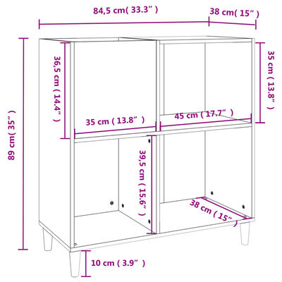 vidaXL Δισκοθήκη Γκρι Sonoma 84,5 x 38 x 89 εκ. από Επεξεργασμένο Ξύλο